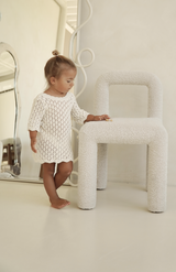 ELOISE TIE BACK CROCHET DRESS - CREAM