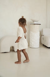 ELOISE TIE BACK CROCHET DRESS - CREAM