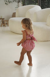 PICNIC RIC RAC ROMPER - CHERRY GINGHAM