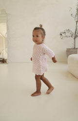 ELOISE TIE BACK CROCHET DRESS - PINK