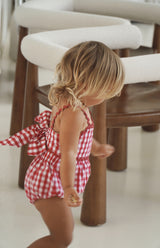 PICNIC RIC RAC ROMPER - CHERRY GINGHAM