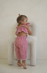 PICNIC TIE CROP & PANT SET - CHERRY GINGHAM