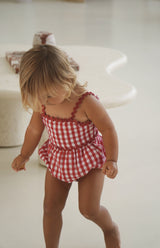 PICNIC RIC RAC ROMPER - CHERRY GINGHAM