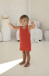 BIRDIE HALTER CROCHET DRESS - RED