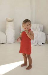 BIRDIE HALTER CROCHET DRESS - RED