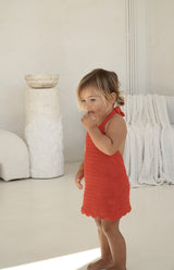 BIRDIE HALTER CROCHET DRESS - RED