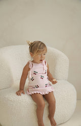 CHERRY KNIT TIE DRESS - PINK