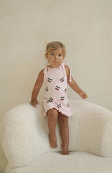CHERRY KNIT TIE DRESS - PINK