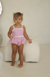 PICNIC RIC RAC ROMPER - PINK GINGHAM
