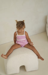 PICNIC RIC RAC ROMPER - PINK GINGHAM