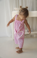 PICNIC RIC RAC JUMPSUIT- PINK GINGHAM