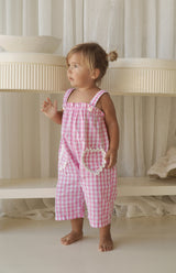 PICNIC RIC RAC JUMPSUIT- PINK GINGHAM