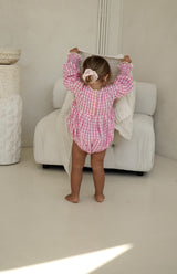 NOELLE ROMPER - PINK GINGHAM