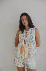 MEDITESSA PLEAT FRONT TIE TOP - MAMA