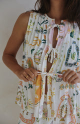 MEDITESSA PLEAT FRONT TIE TOP - MAMA