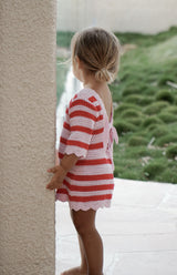 ELOISE TIE BACK DRESS - POPPY STRIPE