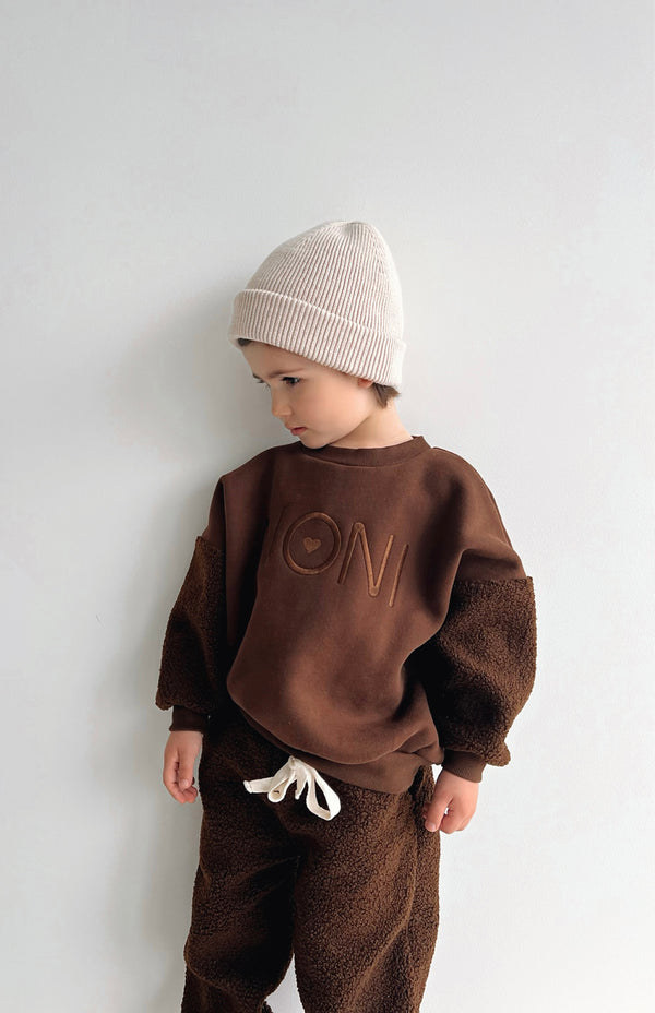 LOGO WOOLY JUMPER - CHOCOLATE