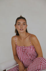 PICNIC SINGLET TOP - MAMA - CHERRY GINGHAM
