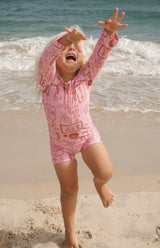 SEA IS CALLING RASH SUIT PINK/RED- MINI