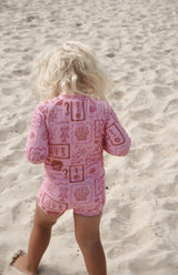 SEA IS CALLING RASH SUIT PINK/RED- MINI