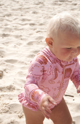 SEA IS CALLING FRONT ZIP SWIMSUIT PINK/RED - MINI
