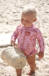 SEA IS CALLING FRONT ZIP SWIMSUIT PINK/RED - MINI