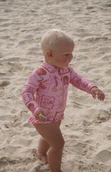 SEA IS CALLING FRONT ZIP SWIMSUIT PINK/RED - MINI