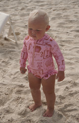 SEA IS CALLING FRONT ZIP SWIMSUIT PINK/RED - MINI
