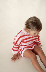 POPPY STRIPE CROCHET ROMPER