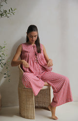 CAPRI GINGHAM PLEAT FRONT TIE TOP - MAMA