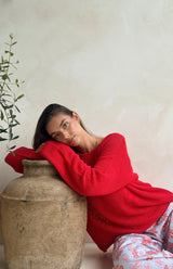 MAMA FLORA CROCHET KNIT - RED