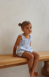 ESME ROMPER - BLUE/WHITE PRINT