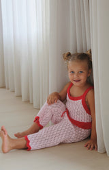 BIRDIE CROCHET TOP - PINK/RED