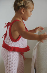 BIRDIE CROCHET TOP - PINK/RED