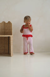 BIRDIE CROCHET TOP - PINK/RED