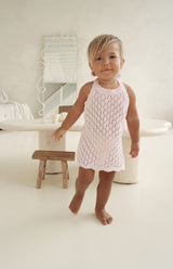BIRDIE HALTER CROCHET DRESS - PINK