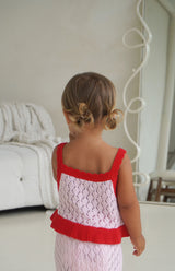 BIRDIE CROCHET TOP - PINK/RED