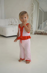 BIRDIE CROCHET TOP - PINK/RED