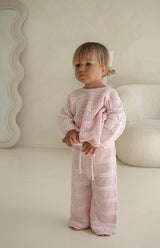 INDIA TIE BACK CROCHET TOP - PINK