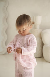 INDIA TIE BACK CROCHET TOP - PINK