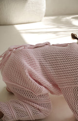 INDIA TIE BACK CROCHET TOP - PINK