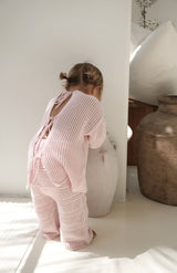 INDIA TIE BACK CROCHET TOP - PINK