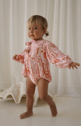 SEA IS CALLING FRONT TIE ROMPER - PINK/RED