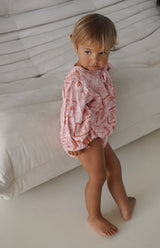 SEA IS CALLING FRONT TIE ROMPER - PINK/RED