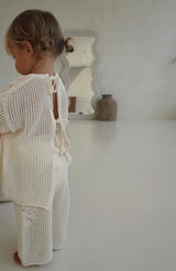 FLORA TIE BACK CROCHET TOP - CREAM
