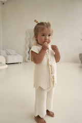 AUDREY FRONT TIE VEST TOP - CREAM