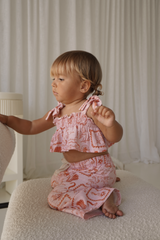 SEA IS CALLING TIE CROP & PANT SET - PINK/RED