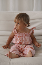 SEA IS CALLING TIE CROP & PANT SET - PINK/RED