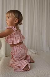 SEA IS CALLING TIE CROP & PANT SET - PINK/RED