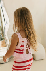 AVA CROCHET TOP - POPPY STRIPE